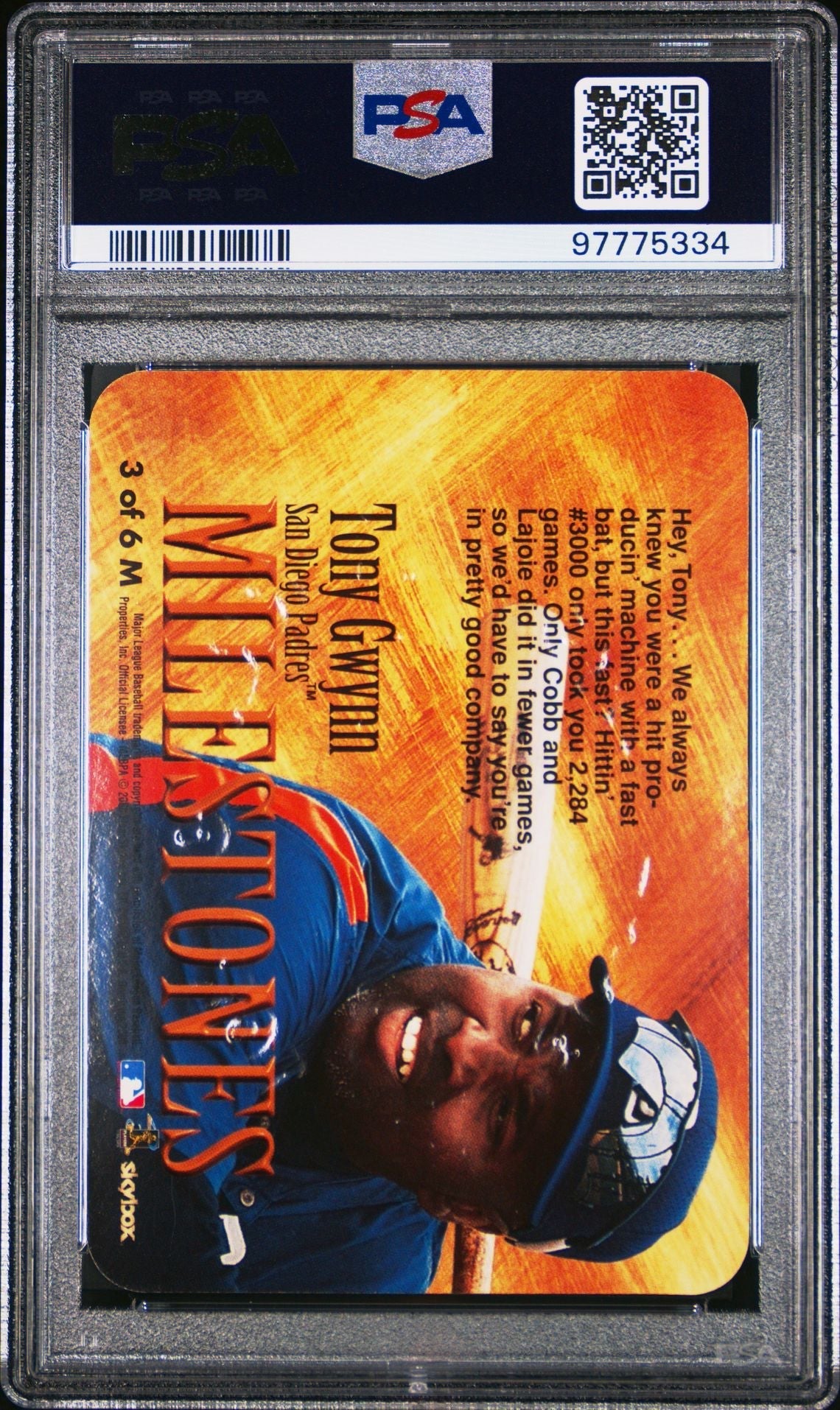 Tony Gwynn 2000 Skybox Dominion Milestones PSA 9